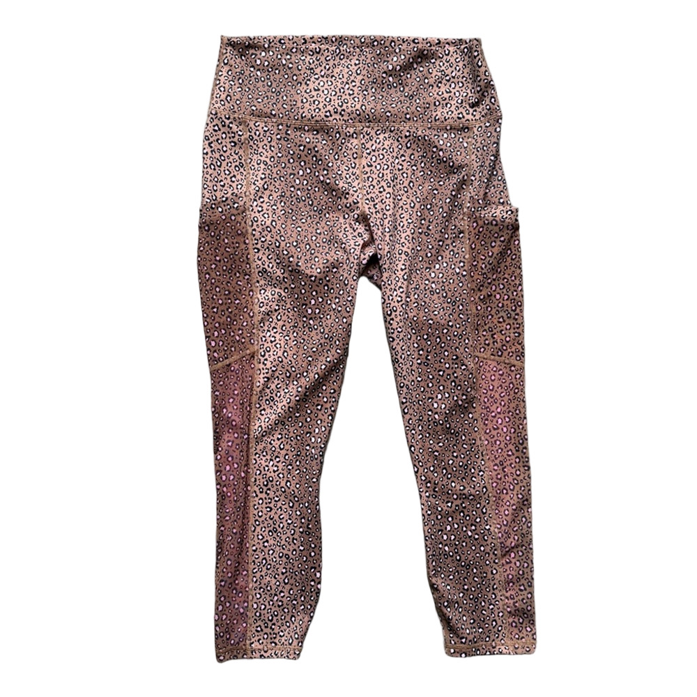 Fabletics High-Waisted Brown Pink Black Leopard Print Leggings PowerHold